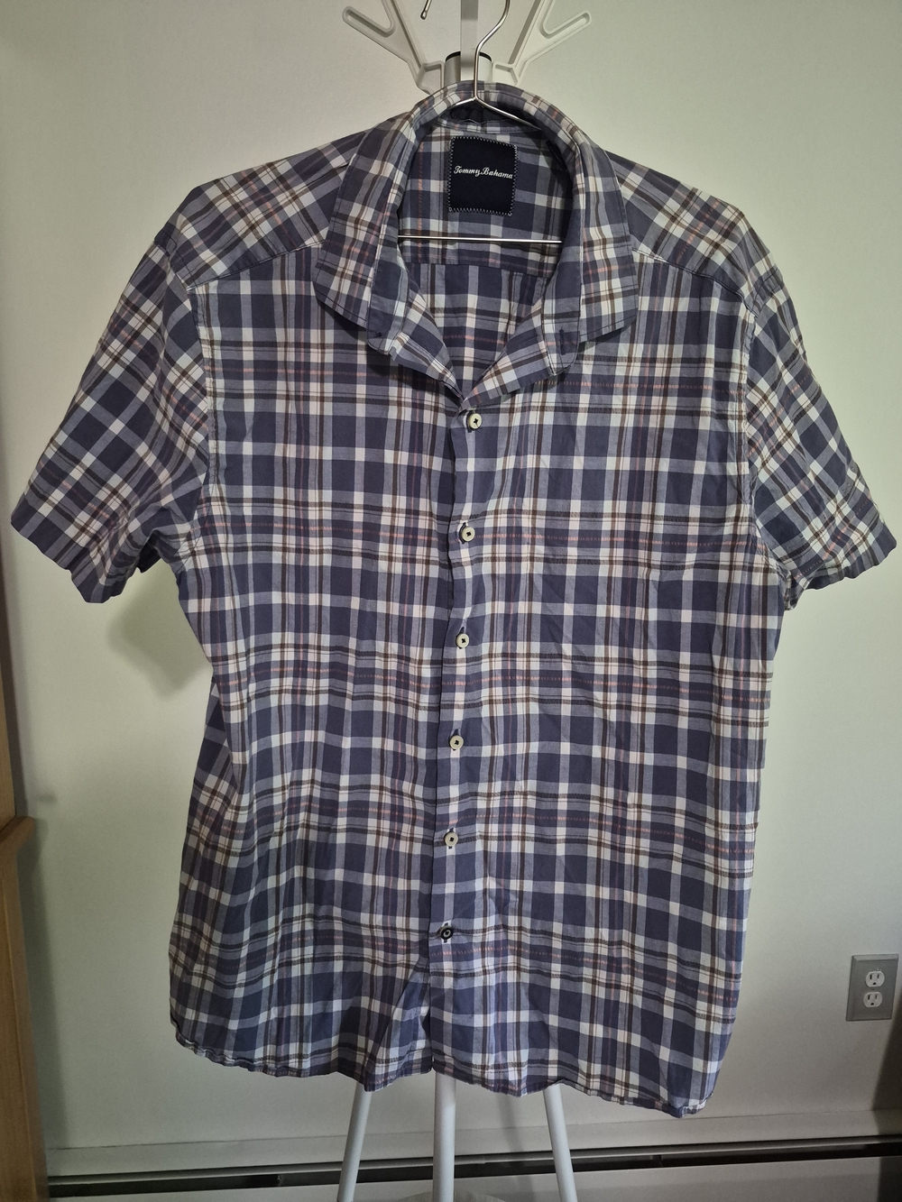 Tommy Bahama Blue Plaid Short Sleeve Button Down